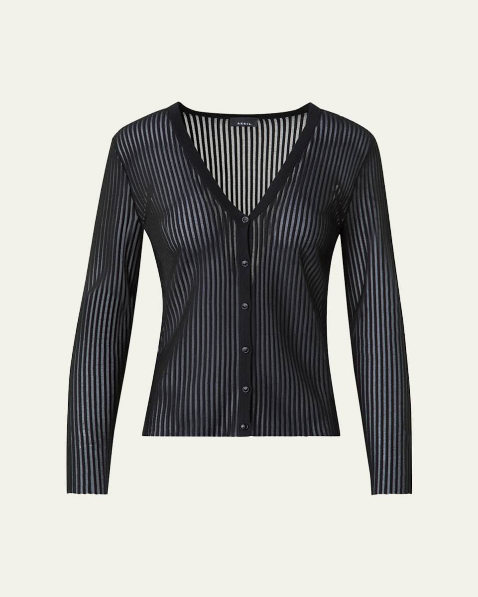Semi-Transparent Lined Knit Cardigan
